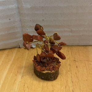 Handcrafted red Jasper wire wrapped Gemstone Tree Decor - about 2 in